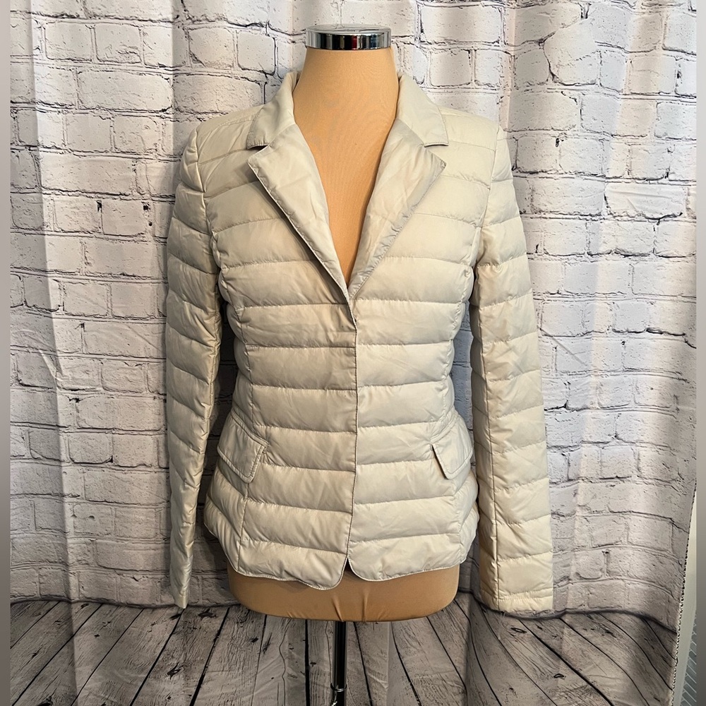 ANORAK NWT Women’s Cream Jackson Quilted Down Blazer. Size S  L-07